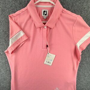 NWD Footjoy Polo Shirt Women Large Pink Short Sleeve Stretch Golfleisure Adult